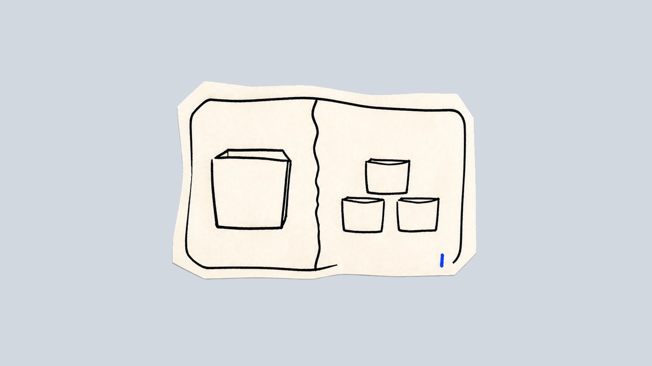 Hand-cut paper cover showing a mode decision card for FCL and LCL shipping planning.